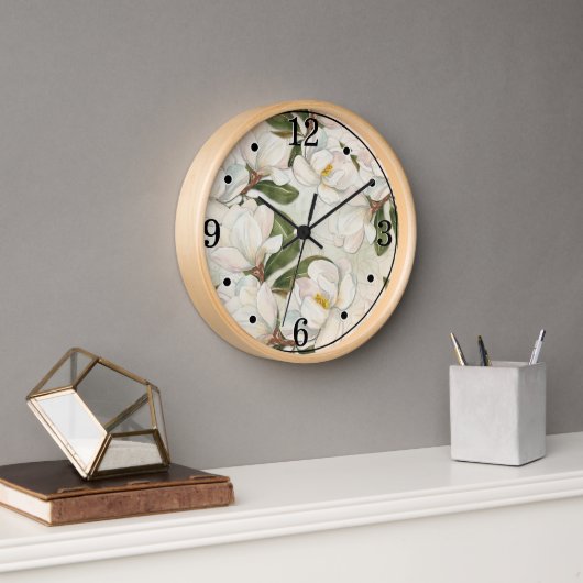 Magnolia Horloge ronde florale (Bureau)