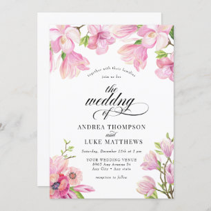 Magnolia Invitations de mariage rose floral