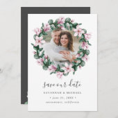 Magnolia Lijst Wreatfoto bruiloft, behalve de datu Save The Date (Voorkant / Achterkant)