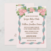 Magnolia Lilies Bouquet Faire-part de mariage B (Devant / Derrière)