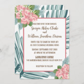 Magnolia Lilies Bouquet Faire-part de mariage C (Devant / Derrière)