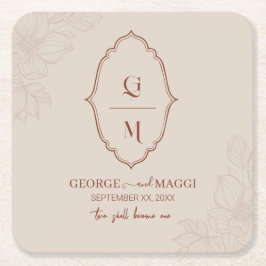 Magnolia Line Art  Vierkante Kartonnen Onderzetter