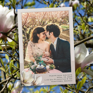 Magnolia minimalistische foto bruiloft Save the Da Date