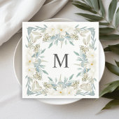 Magnolia Modern Calligraphy Monogram Wedding Servet