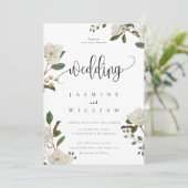 Magnolia moderne bruiloft kaart (Staand voorkant)