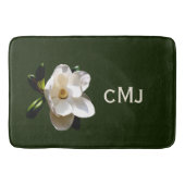 Magnolia op Donkergroen met Monogram Badmat (Voorkant)