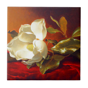 Magnolia op rode fluwelen Martin Johnson Heade Tegeltje