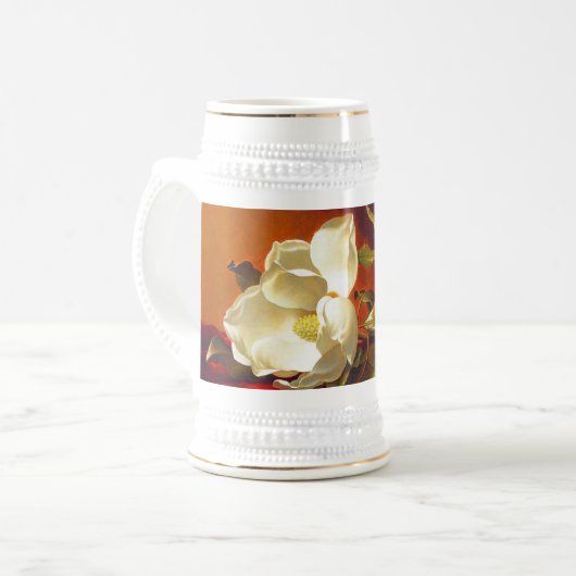 Magnolia op rood fluweel Martin Johnson hoofd Bierpul (Voorkant links)