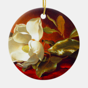 Magnolia op rood fluweel Martin Johnson hoofd Keramisch Ornament