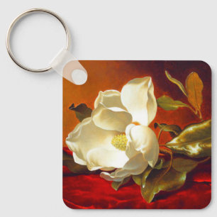 Magnolia op rood fluweel Martin Johnson hoofd Sleutelhanger