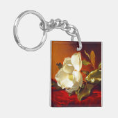 Magnolia op rood fluweel Martin Johnson hoofd Sleutelhanger (Voorkant Links)