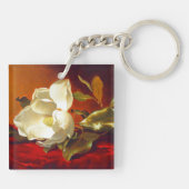 Magnolia op rood fluweel Martin Johnson hoofd Sleutelhanger (Achterkant)