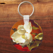 Magnolia op rood fluweel Martin Johnson hoofd Sleutelhanger (Voorkant)