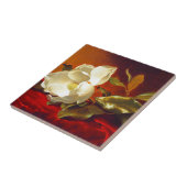 Magnolia op rood fluweel Martin Johnson hoofd Tegeltje (Zijkant)