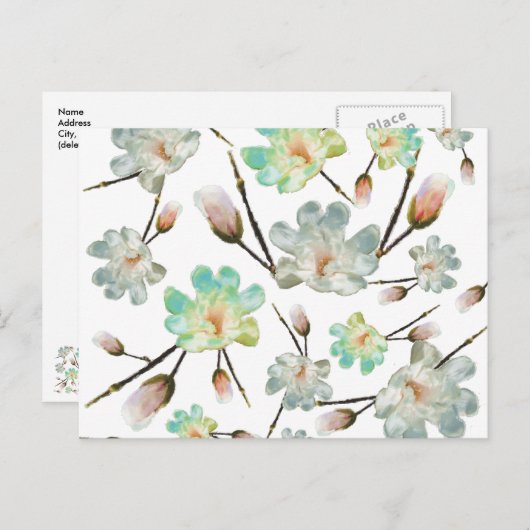Magnolia Pattern Blank Post Card Briefkaart (Voorkant / Achterkant)