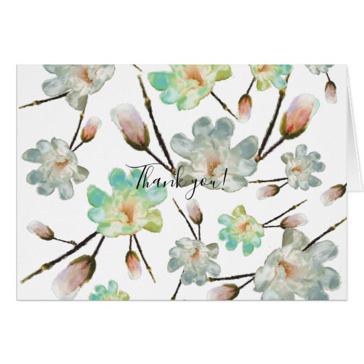 Magnolia Pattern Dank u Notecard (Voorkant Horizontaal)