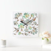 Magnolia Pattern-muur Vierkante Klok (Huis)