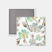 Magnolia Pattern Square Magnet Magneet (Voorkant / Achterkant)
