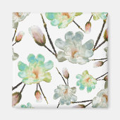 Magnolia Pattern Square Magnet Magneet (Voorkant)