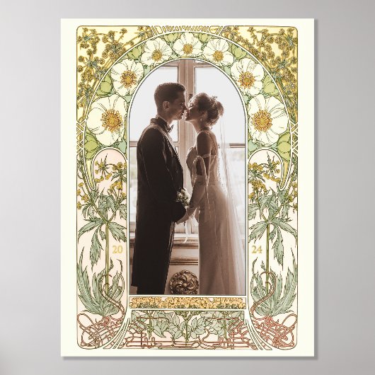 Magnolia Photo Foil Poster Art Nouveau Mariage (Recto)