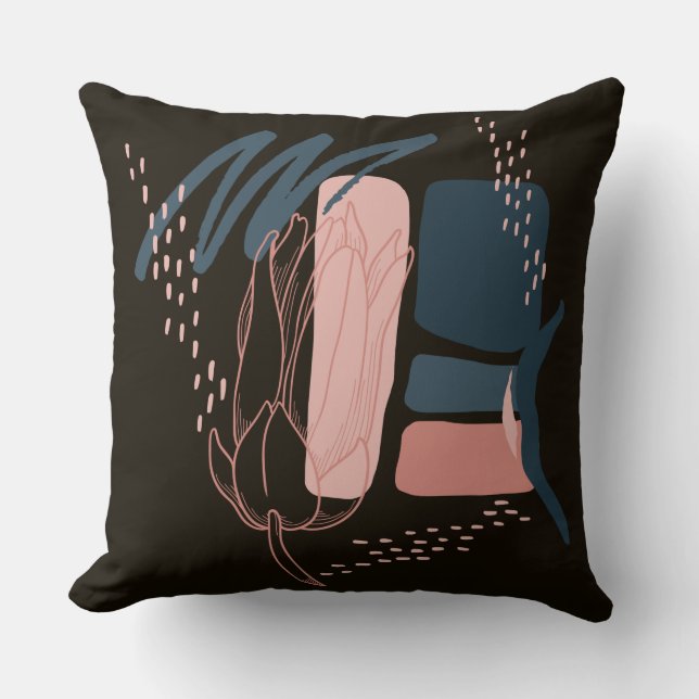 Magnolia Pink Bloom Minimale Abstracte Kussen (Voorkant)