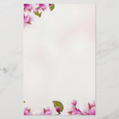 Magnolia Pink Floral gepersonaliseerd Briefpapier (Achterkant)