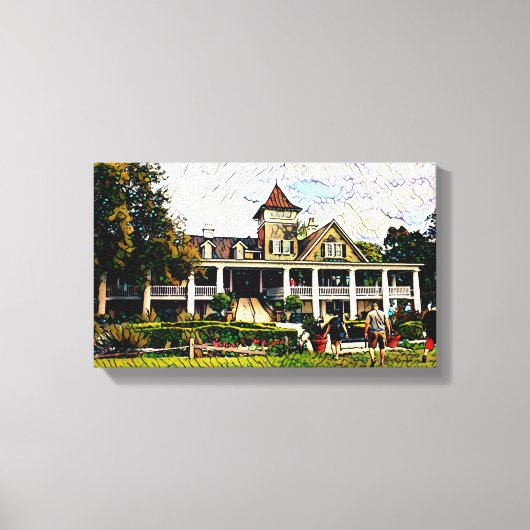 Magnolia Plantation House Art Canvas Afdruk (Voorkant)