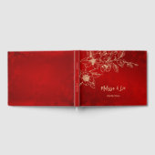Magnolia Rood Goud Kerstbruiloft Gastenboek (Volledig)