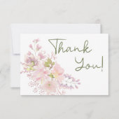 Magnolia rose Blush Floral Élégant Carte de remerc (Devant)