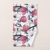 Magnolia rose et métis bleu (Serviette à main)