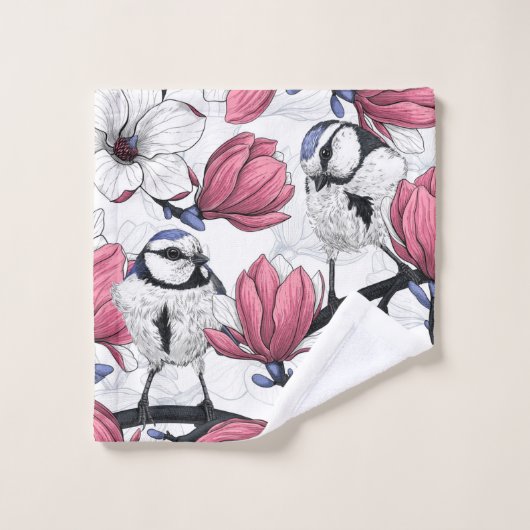 Magnolia rose et métis bleu (Gant de toilette)