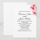 Magnolia rose romantique Faire-part de mariage flo (Devant / Derrière)