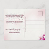 Magnolia Roze Bloemenmonument Dank u kaart (Achterkant)