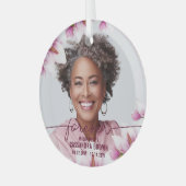 Magnolia Roze Bloemenmonument Glas Ornament (Voorkant links)