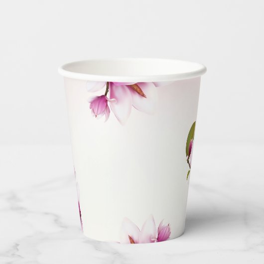 Magnolia Roze Bloemenmonument Papieren Bekers (Achterkant)