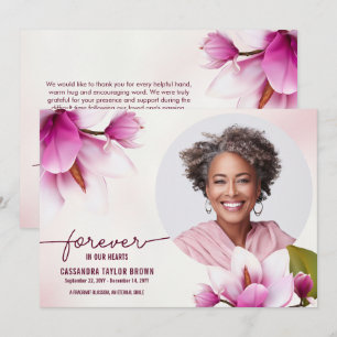 Magnolia Roze Bloemige Herdenkings Dankkaart Bedankkaart