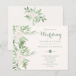 Magnolia Sage Green Floral Wedding nodigt de begro