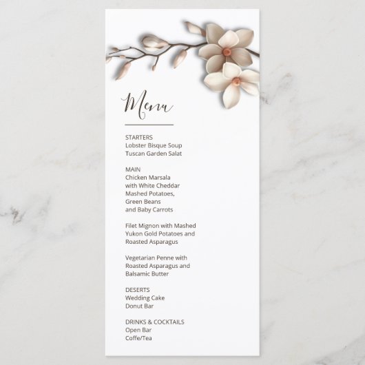 Magnolia Sculptural 3D Flower Menu (Voorkant)