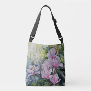 Magnolia Sereniteit – Bloemschilderkunst door Luki Crossbody Tas
