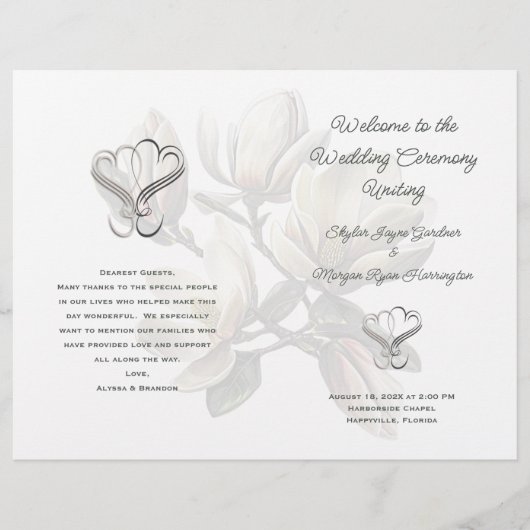 Magnolia Sud Modèle du programme de mariage plié (Devant)