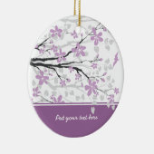 Magnolia tak en paarse bloemen aangepaste ornament (Rechts)