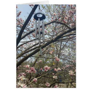 Magnolia Tree and Wind Chimes Blank Kaart