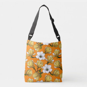 Magnolia tuin in geel crossbody tas