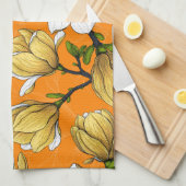 Magnolia tuin in geel theedoek (Quarter Fold)