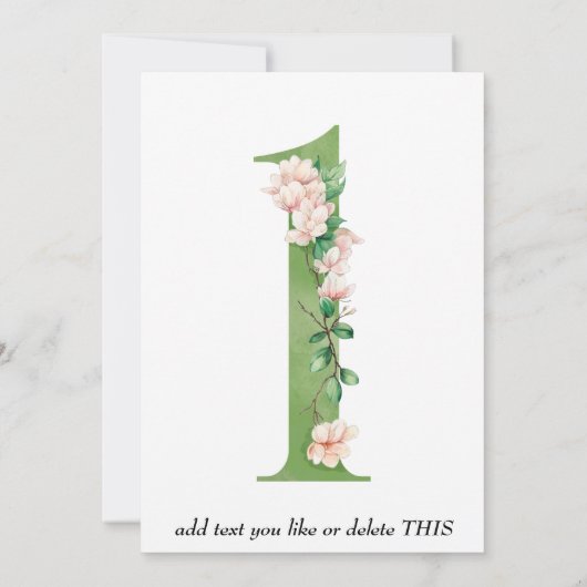 magnolia UN bébé invitation d'anniversaire (Dos)