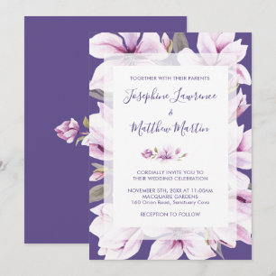 Magnolia Violet Floral bruiloft uitnodigingen