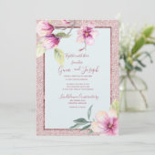 Magnolia Waterverf Crystal Pink Glitter Kaart (Staand voorkant)