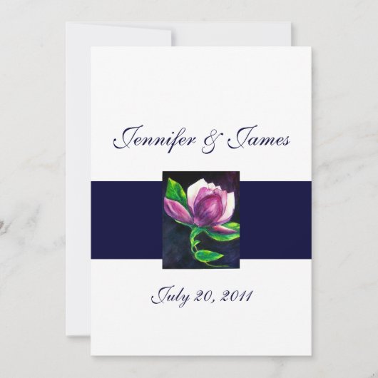 Magnolia Wedding Invitations Marine Rose (Devant)