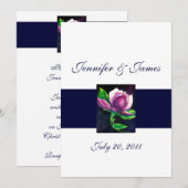 Magnolia Wedding Invitations Marine Rose (Devant / Derrière)