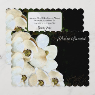 Magnolia Wedding Invitations on Ice Art Déco Cadre